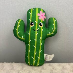 Heart to Tail Aldi Smiling Cactus Plush Dog Toy Green Pink Flower Squeaker